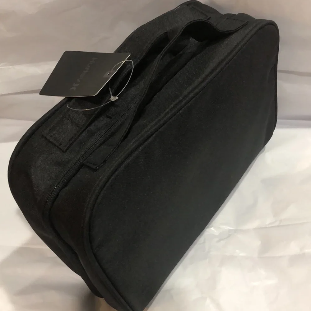Hurley black large fold over zip‎ around travel beauty makeup case bag new